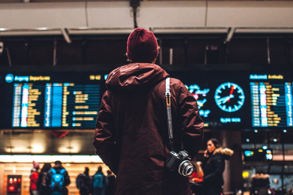 Man at airport check-in