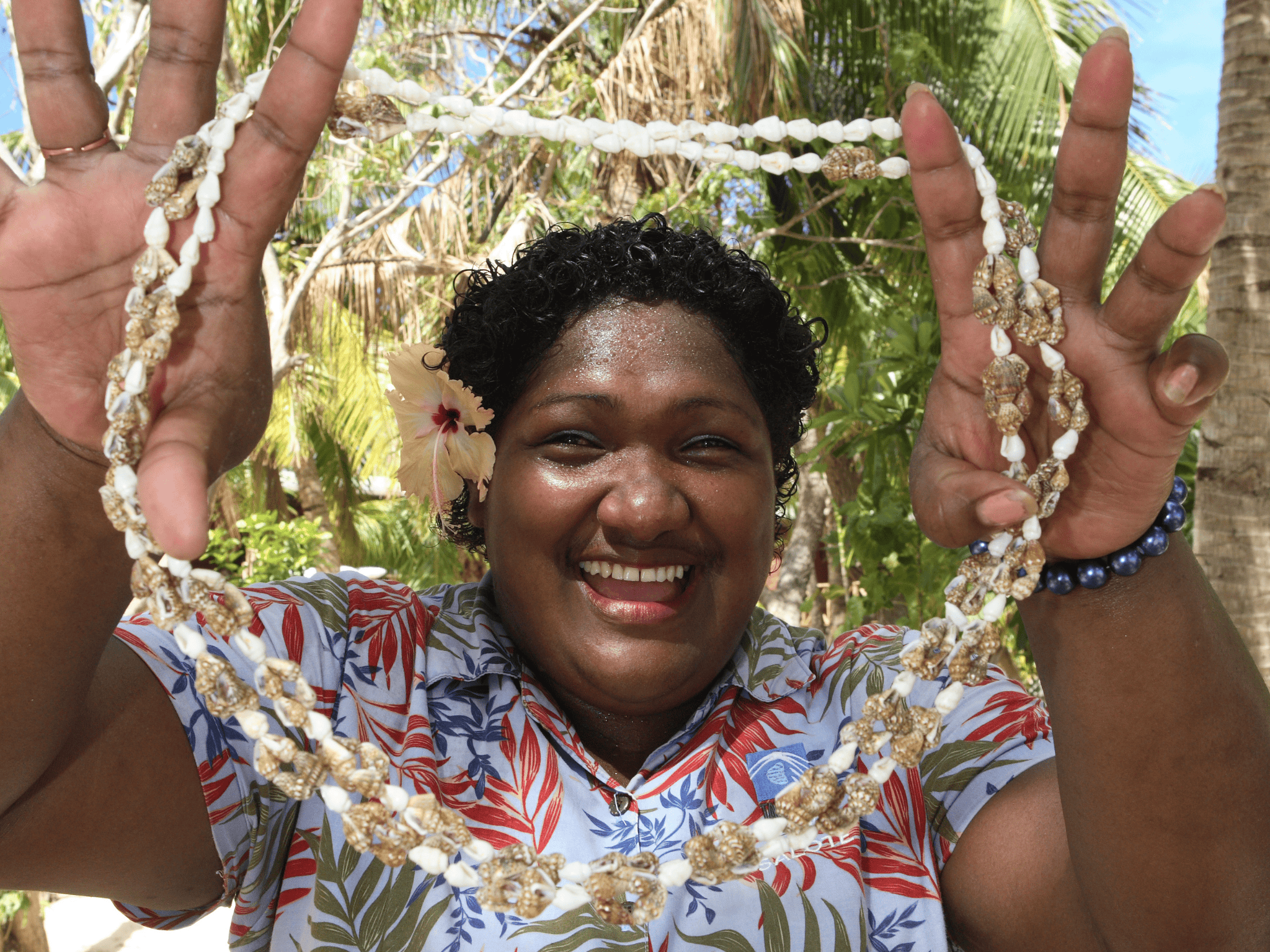 Fijian welcoming tourist with a smile in Fiji.